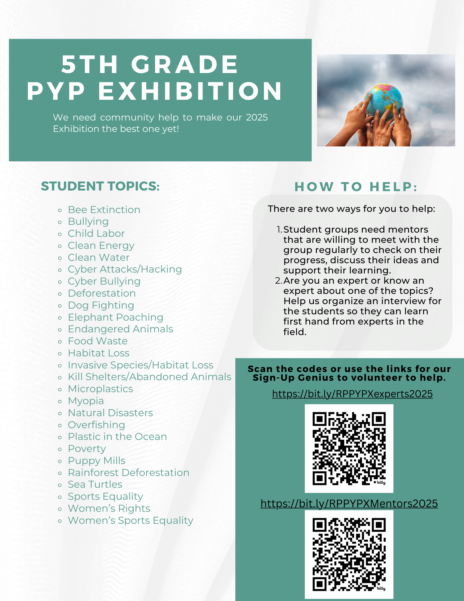  5th Grade Exhibition Help